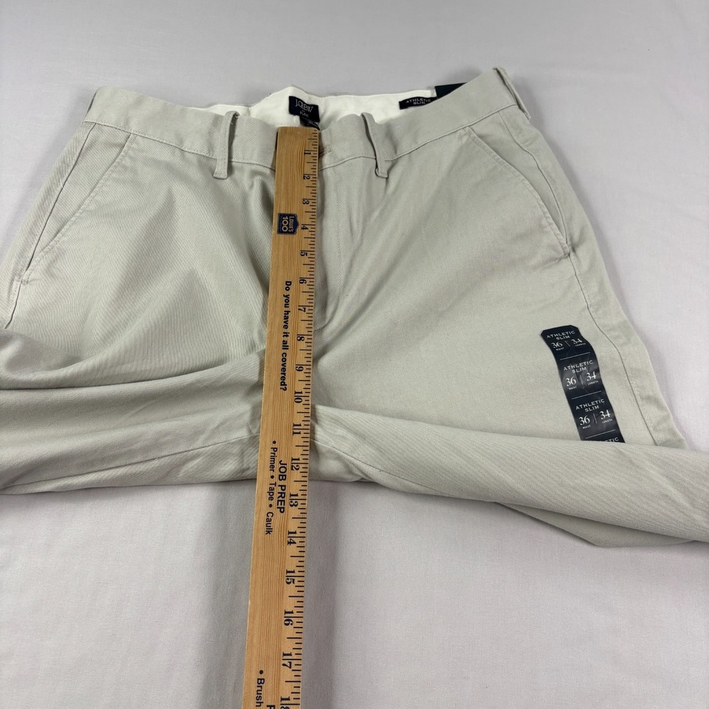 J Crew Pants Mens 36x34 (Fits 34x34) Beige Chino Athletic Slim Fit Preppy NEW - Picture 8 of 13